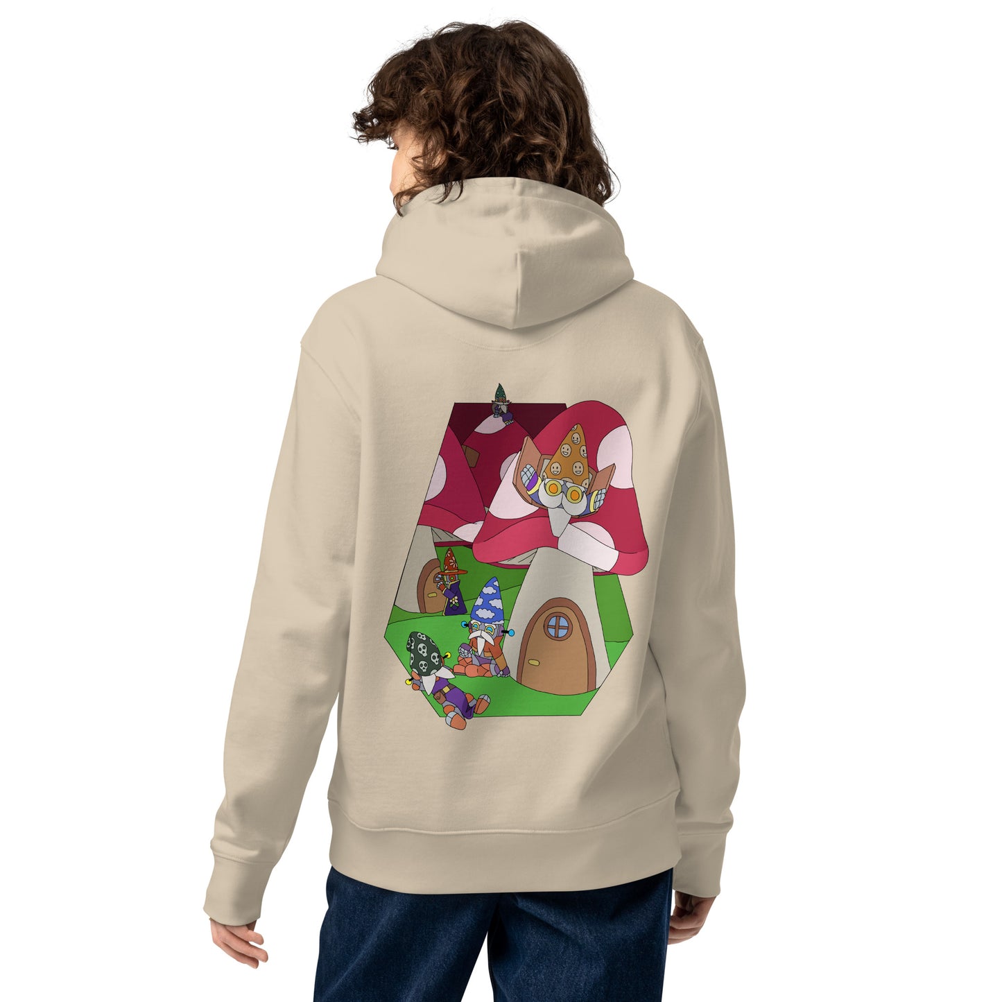 'Red mushroom forest' unisex hoodie (front and back illustration)