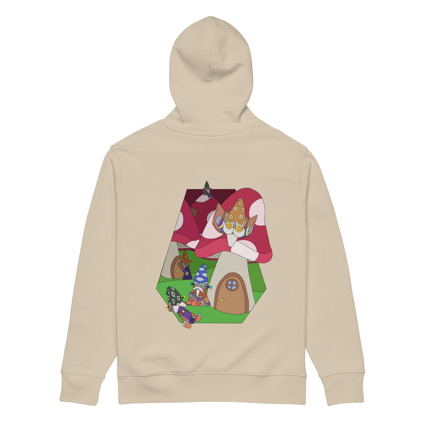 'Red mushroom forest' unisex hoodie (front and back illustration)