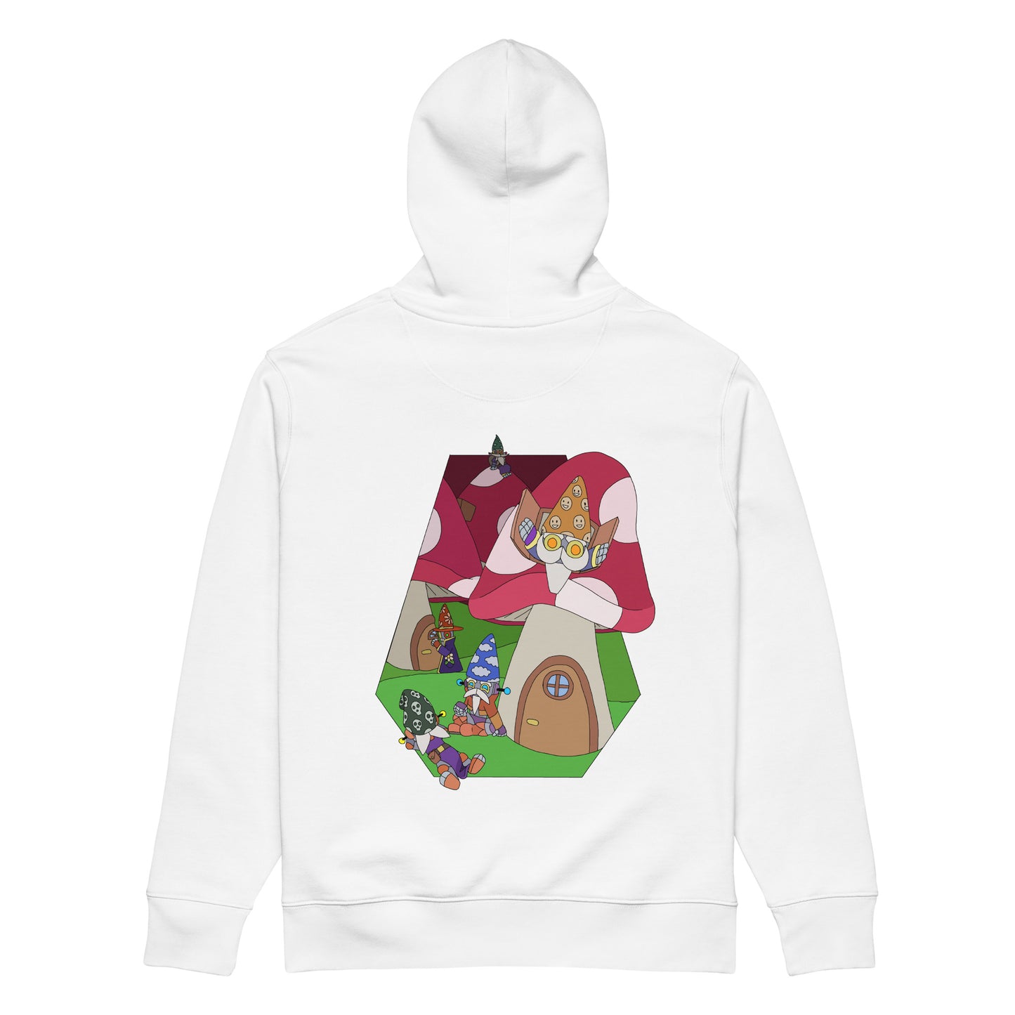 'Red mushroom forest' unisex hoodie (front and back illustration)