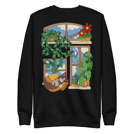 'Cat in the window' unisex  sweatshirt (front illustration)