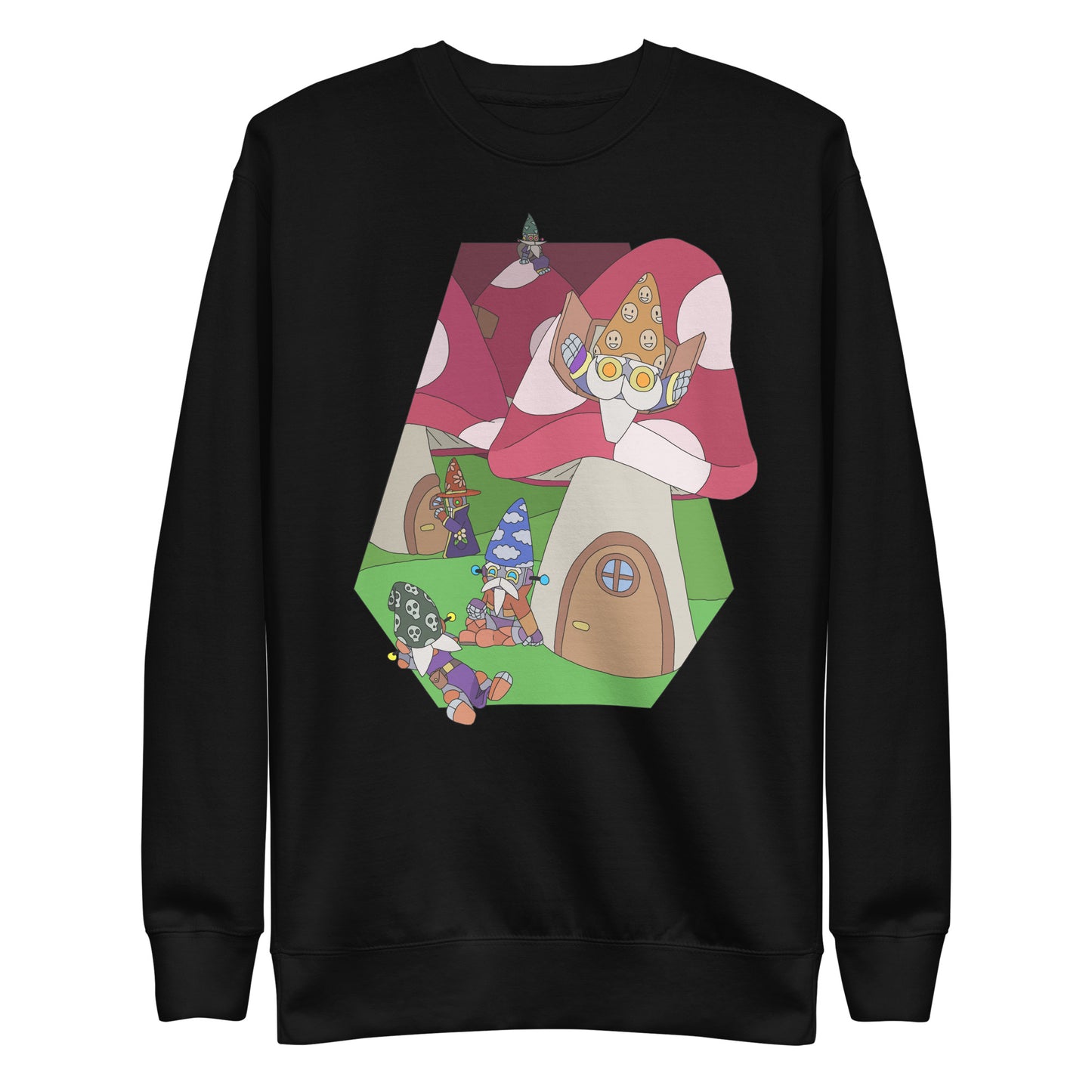 'Red mushroom forest' unisex sweatshirt (front illustration)