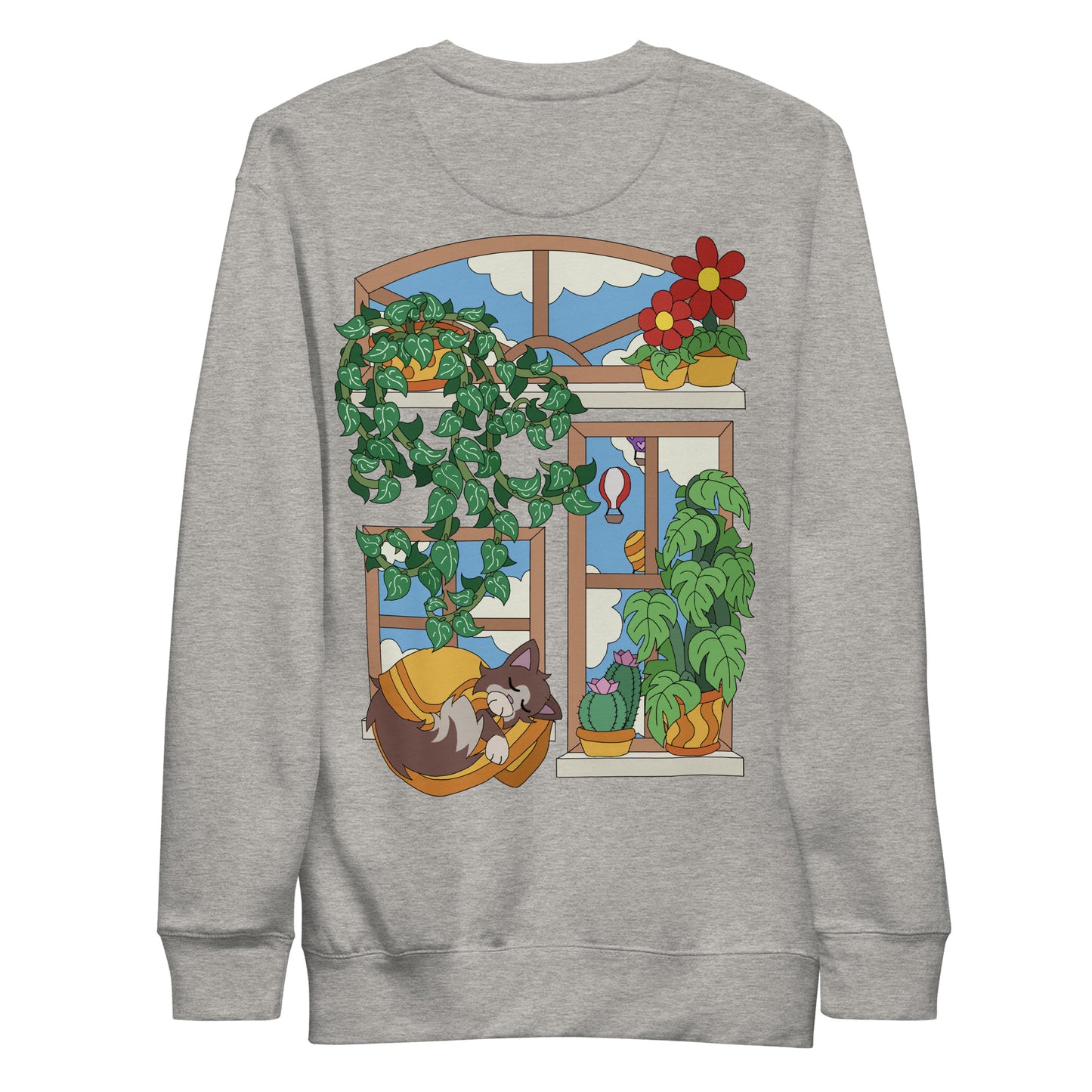 'Cat in the window' unisex sweatshirt (front and back illustration)