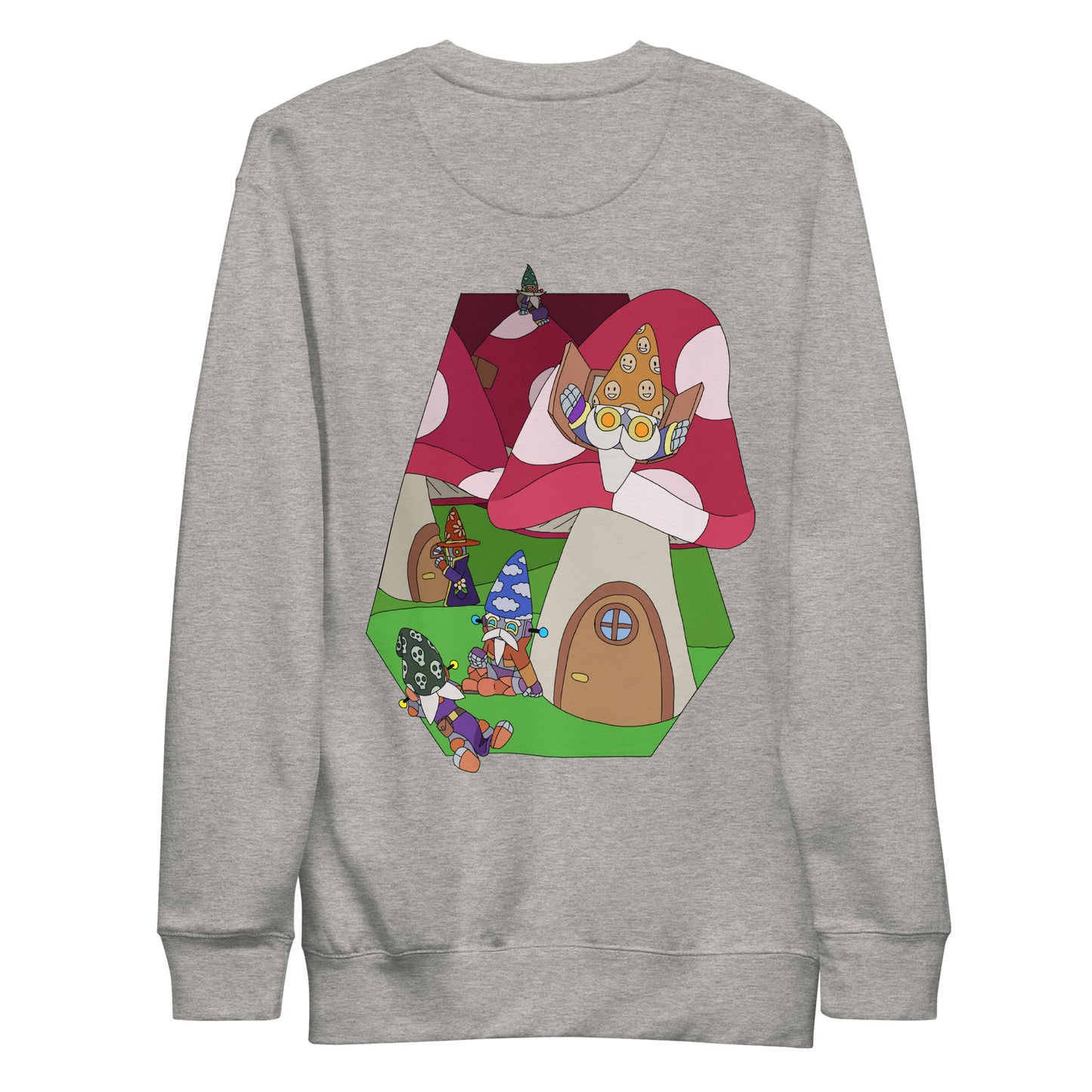 'Red mushroom forest' unisex sweatshirt (front and back illustration)