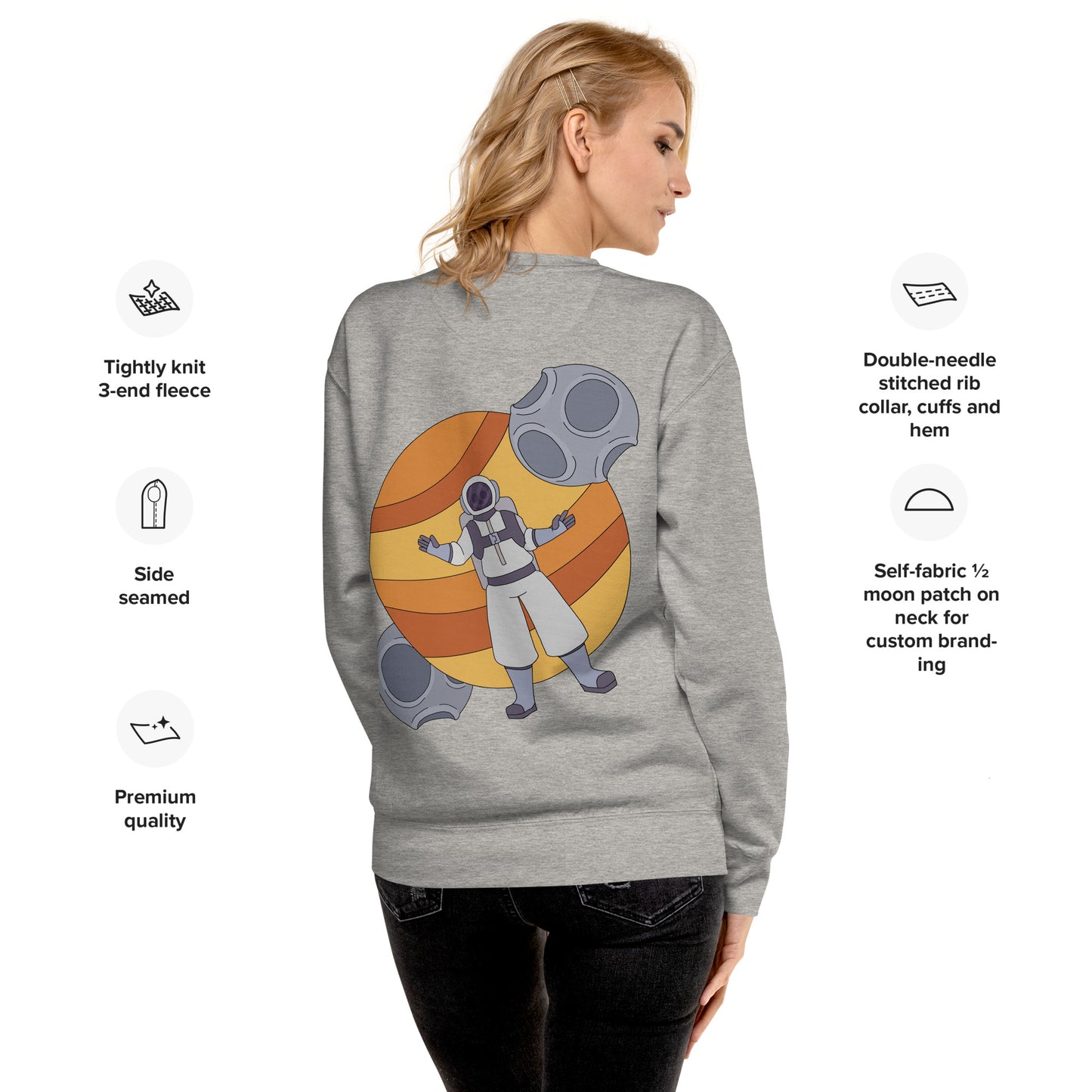 'Lost in space' unisex sweatshirt (front and back illustration)