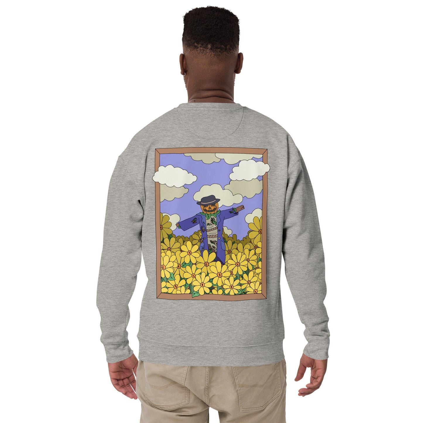 'The fields have eyes' unisex sweatshirt (front and back illustration)