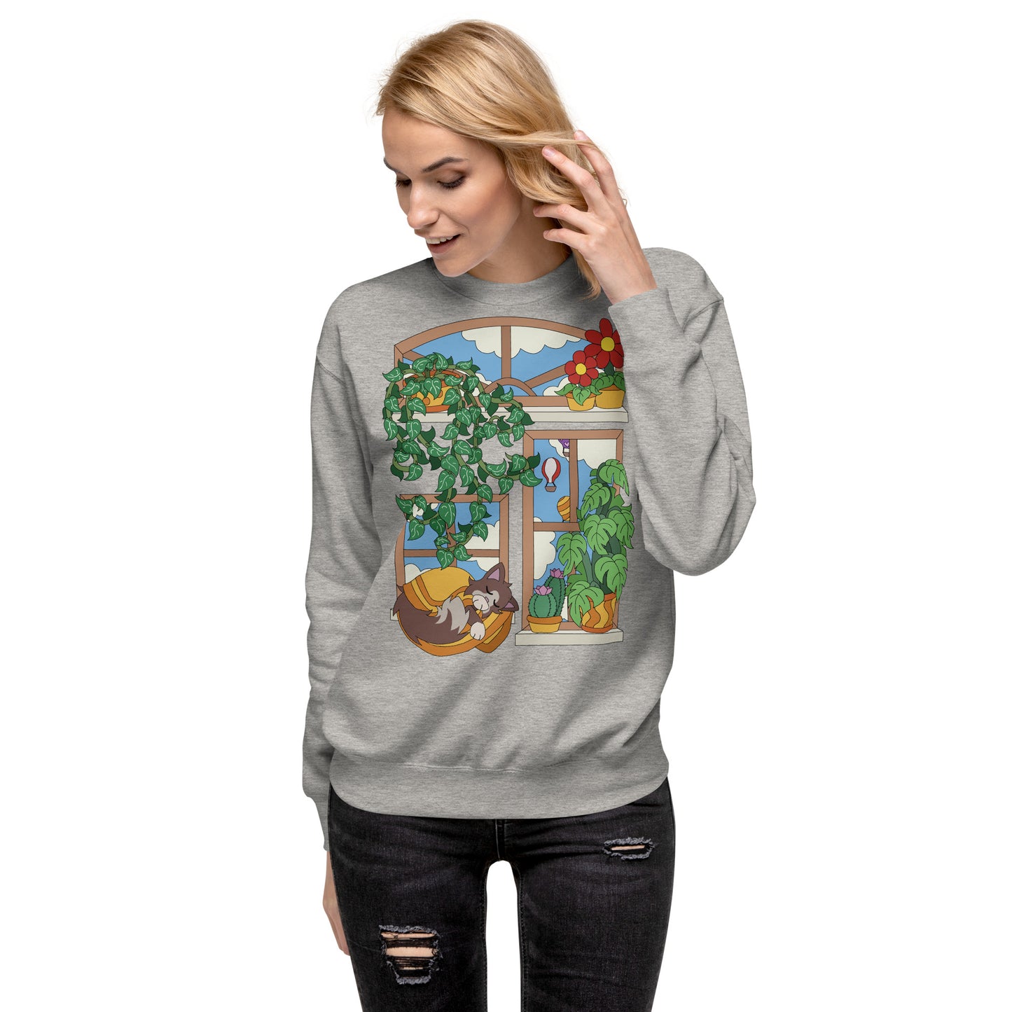 'Cat in the window' unisex  sweatshirt (front illustration)