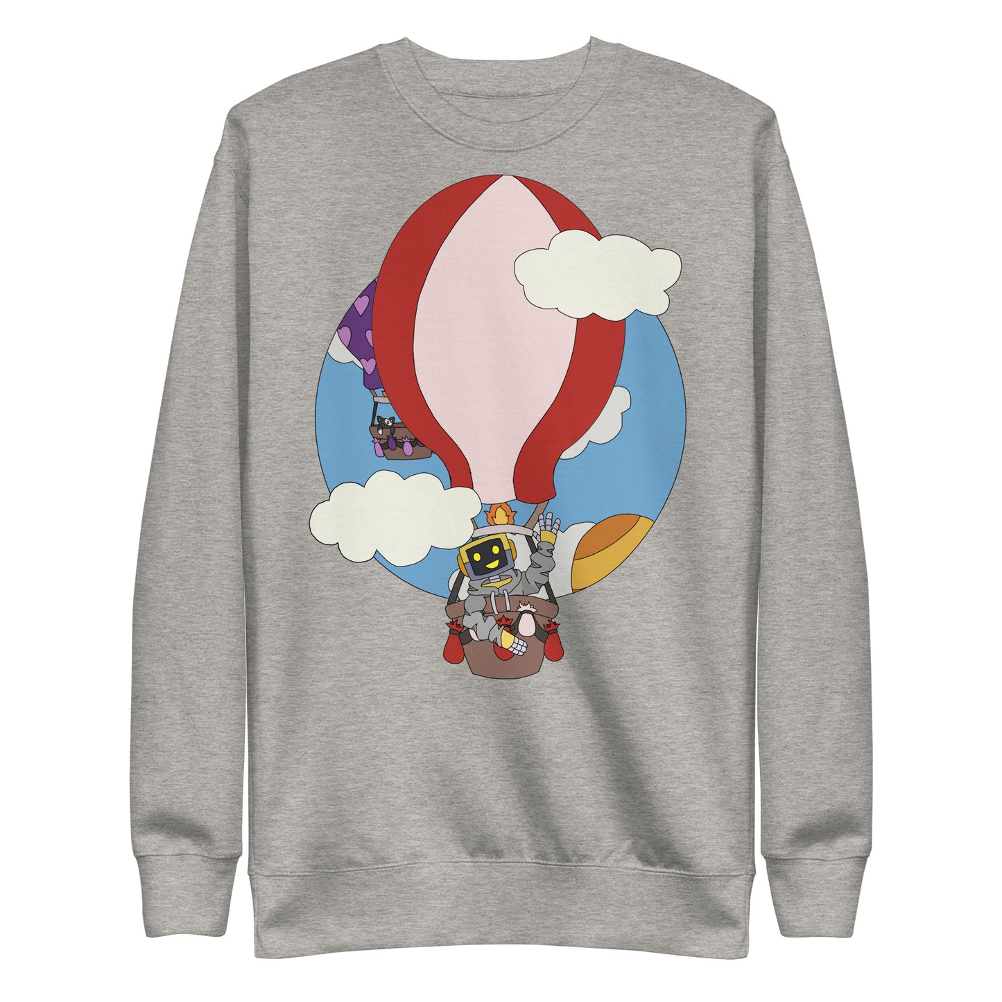 'Robot hot-air balloon' unisex sweatshirt (front illustration)