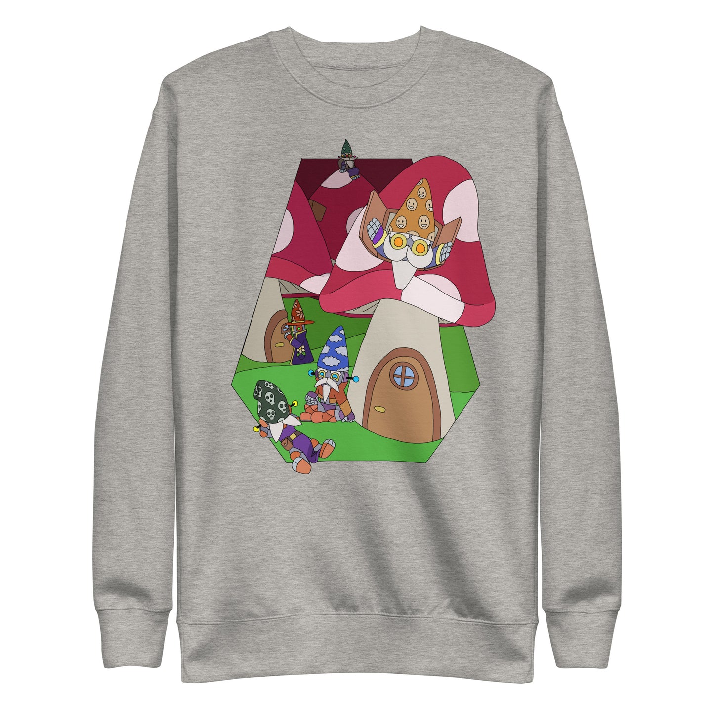 'Red mushroom forest' unisex sweatshirt (front illustration)