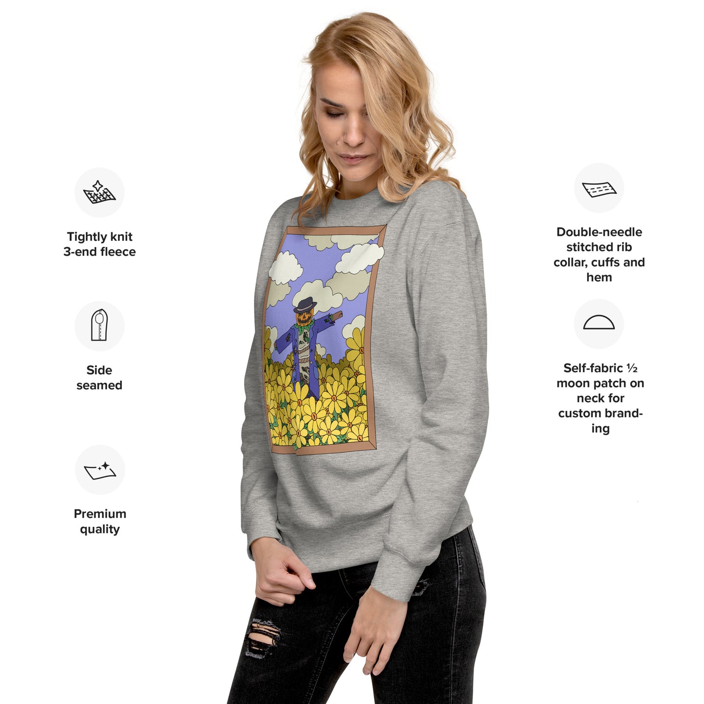 'The fields have eyes' unisex sweatshirt (front illustration)