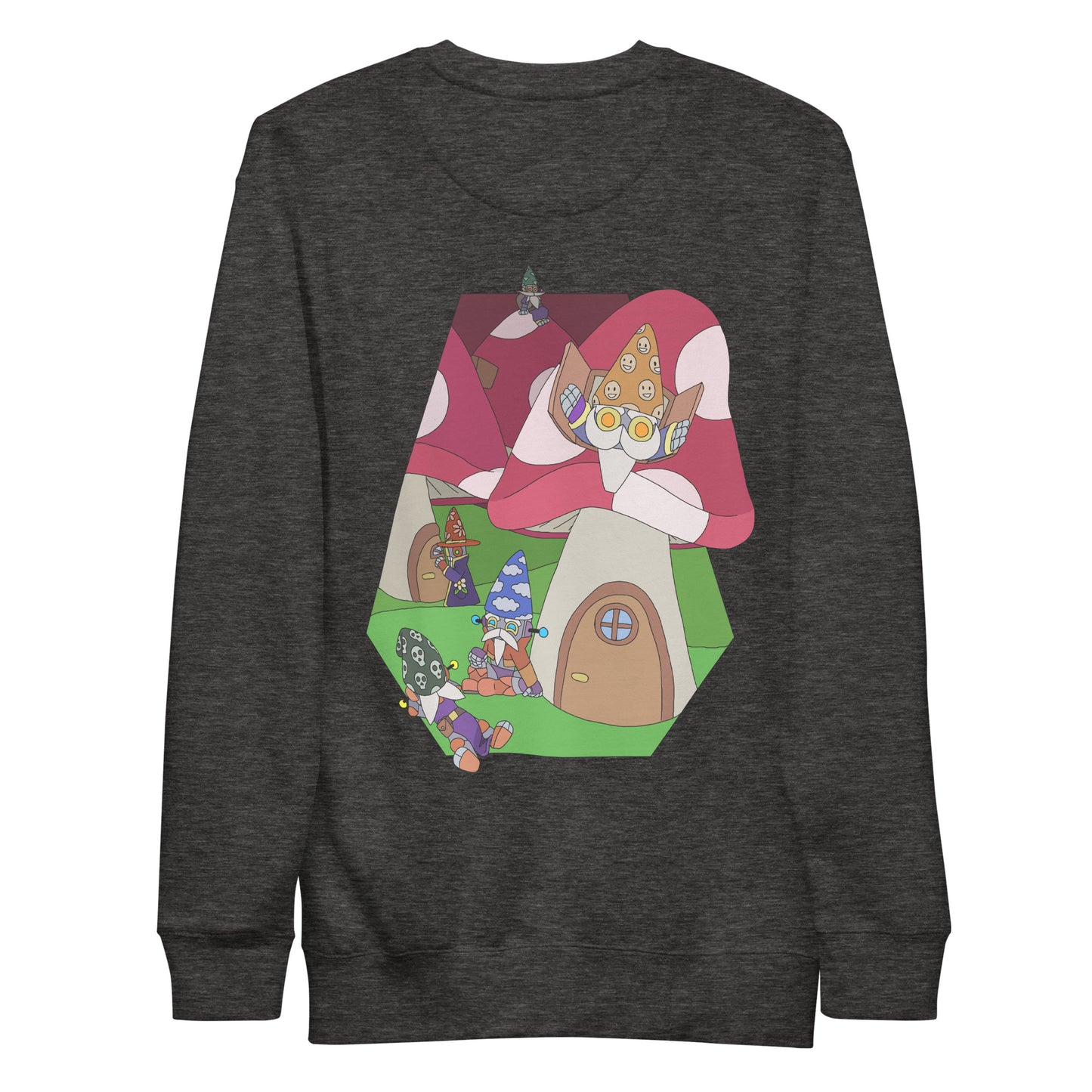 'Red mushroom forest' unisex sweatshirt (front and back illustration)