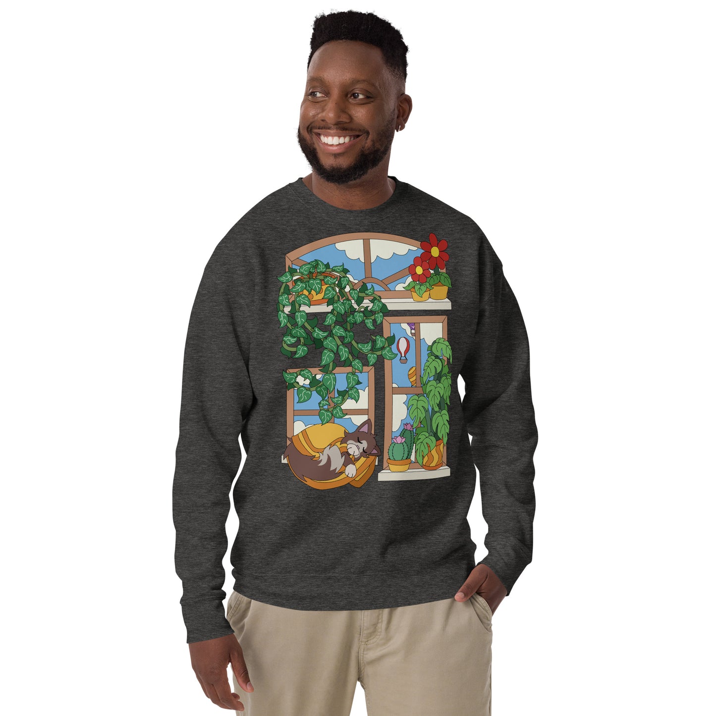 'Cat in the window' unisex  sweatshirt (front illustration)