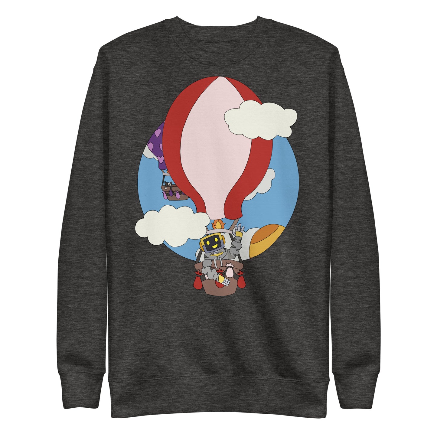 'Robot hot-air balloon' unisex sweatshirt (front illustration)