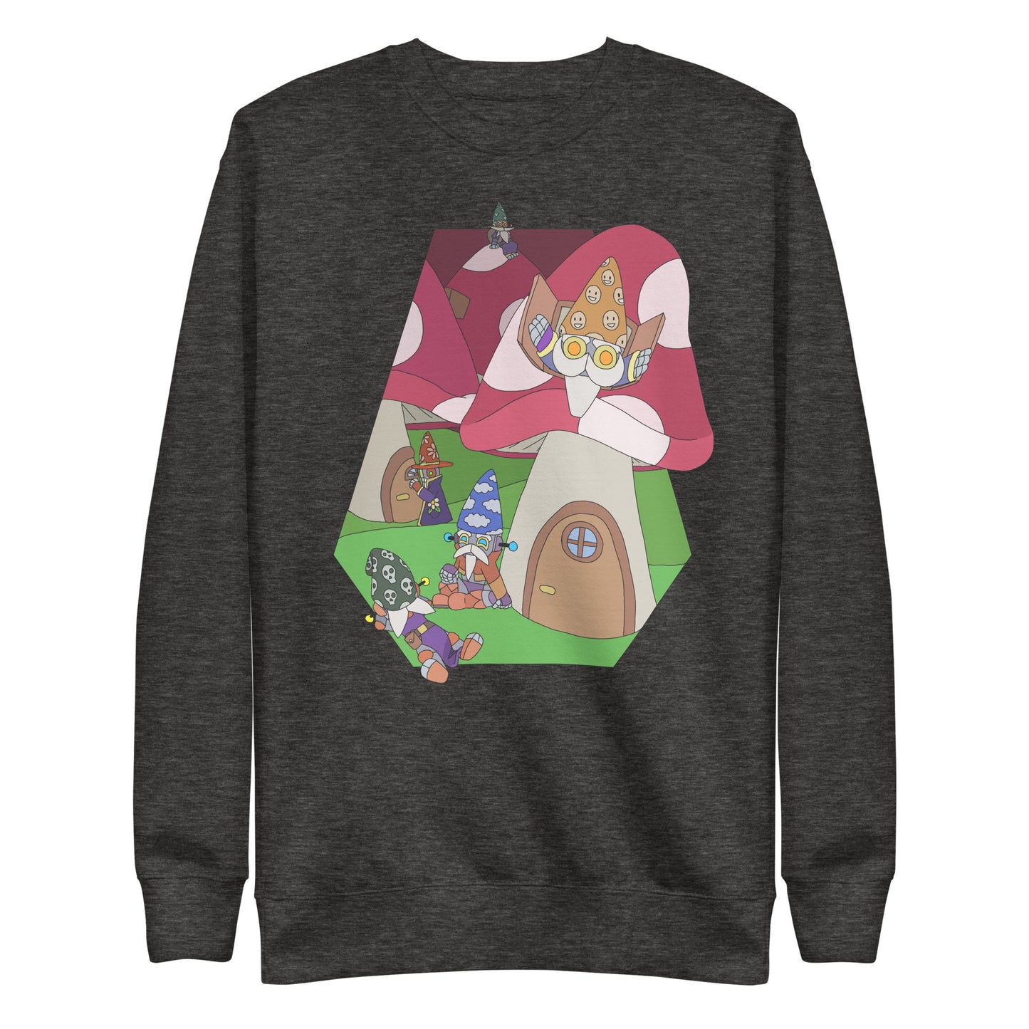 'Red mushroom forest' unisex sweatshirt (front illustration)