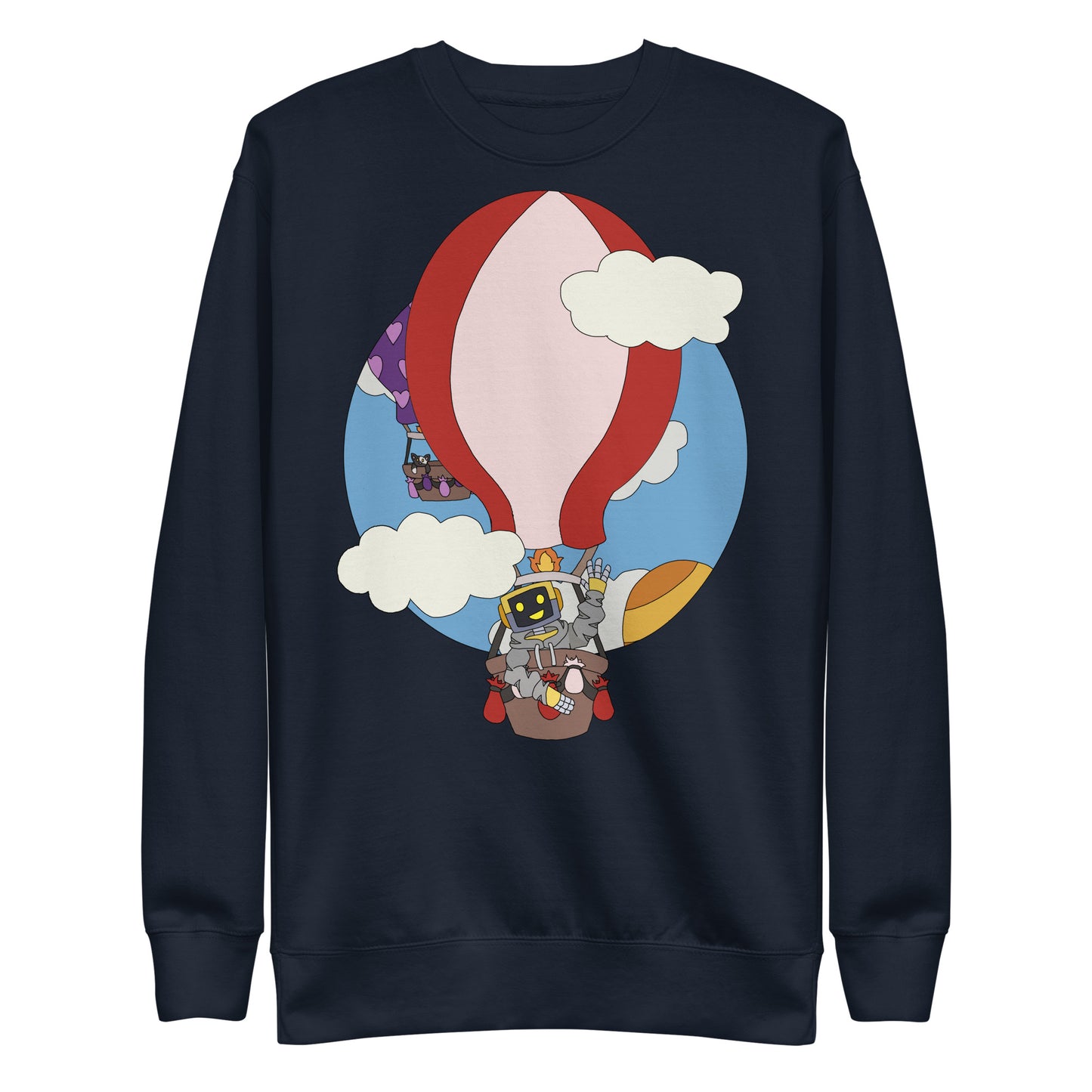 'Robot hot-air balloon' unisex sweatshirt (front illustration)