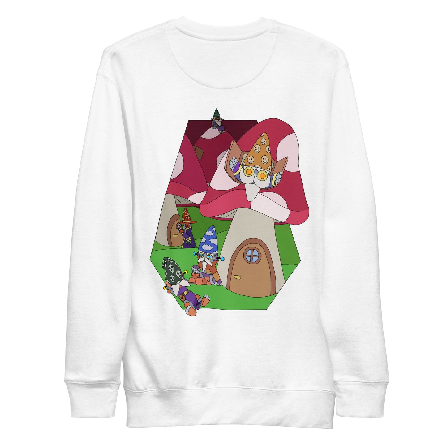 'Red mushroom forest' unisex sweatshirt (front and back illustration)