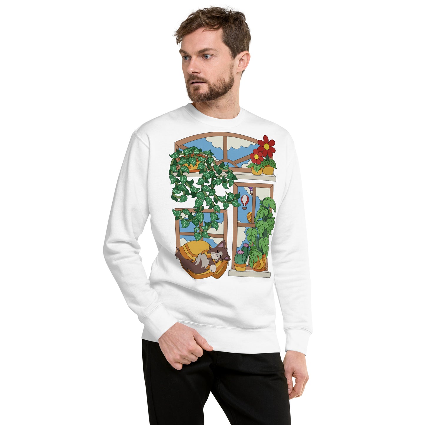 'Cat in the window' unisex  sweatshirt (front illustration)