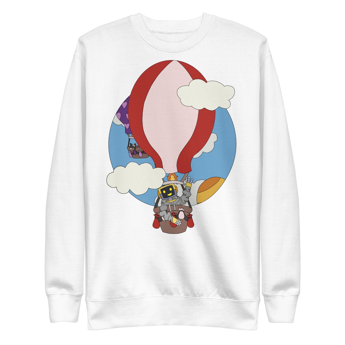 'Robot hot-air balloon' unisex sweatshirt (front illustration)