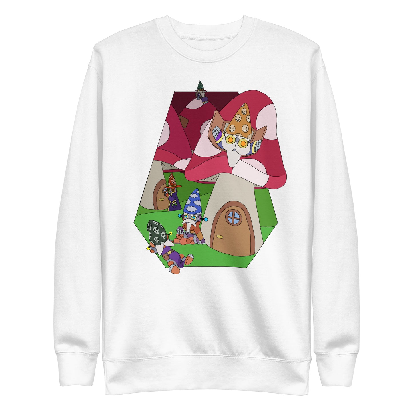 'Red mushroom forest' unisex sweatshirt (front illustration)